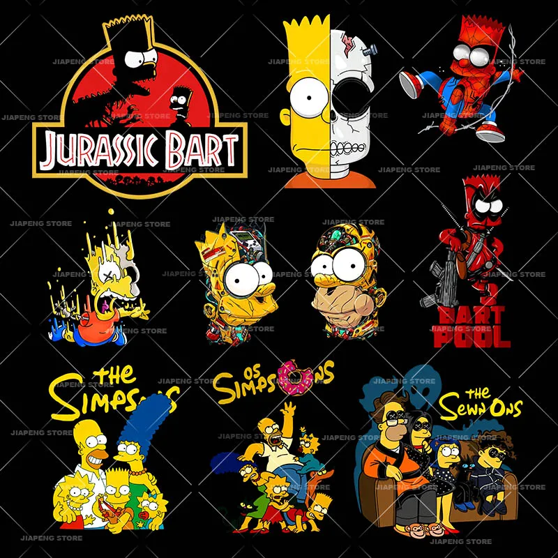 Disney The Simpsons Iron On Patches For Clothes Vinile A Trasferimento Termico Di Bart Su Abbigliamento T-Shirt Decorazione Hot Thermal Stickers Fai D