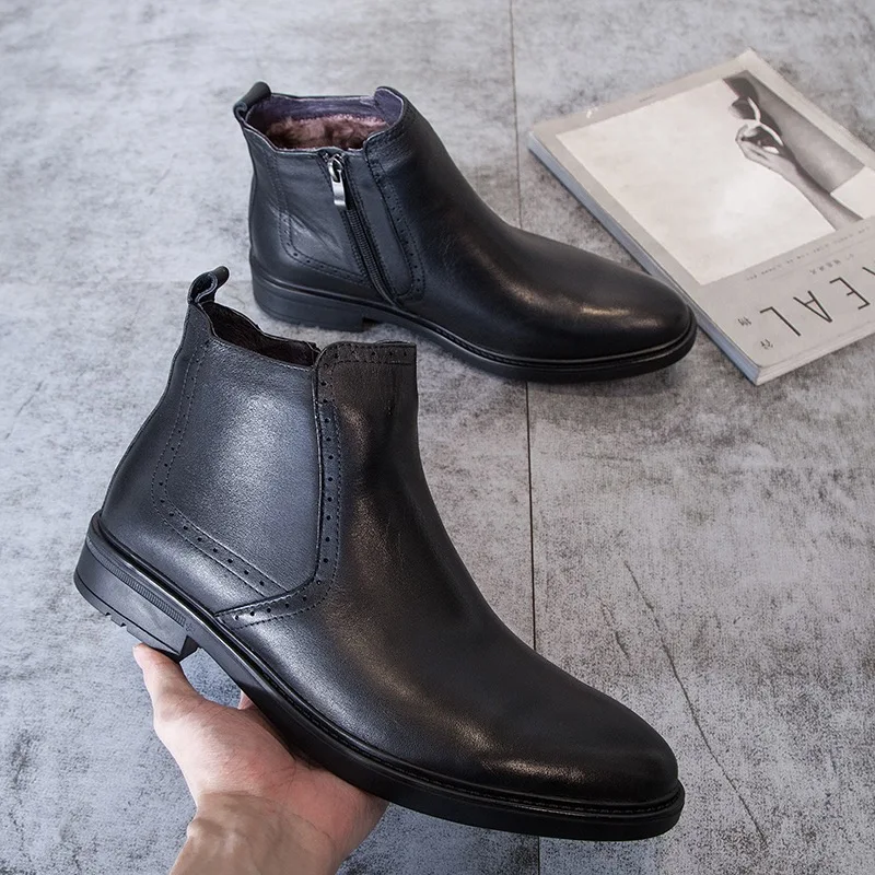 

Designer luxury Men's fashion Genuine leather plush High-top Sports classic Casual shoes Sneakers