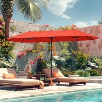 Outdoor Patio Umbrella, Large Rectangular Double Sided Market Table Twin Umbrellas with Crank Handle for Deck Pool 1