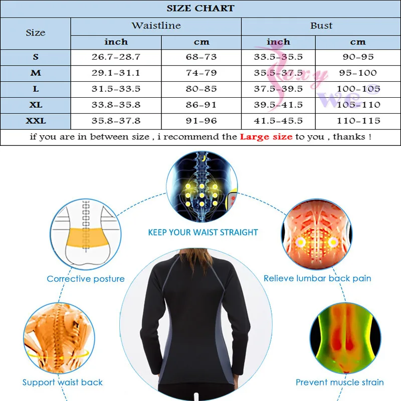 SEXYWG Slimming Body Shaper Fitness Women Neoprene Sauna Jacket Waist Trainer Shapewear Zipper Yoga Shirt Long Sleeve Blouse 6
