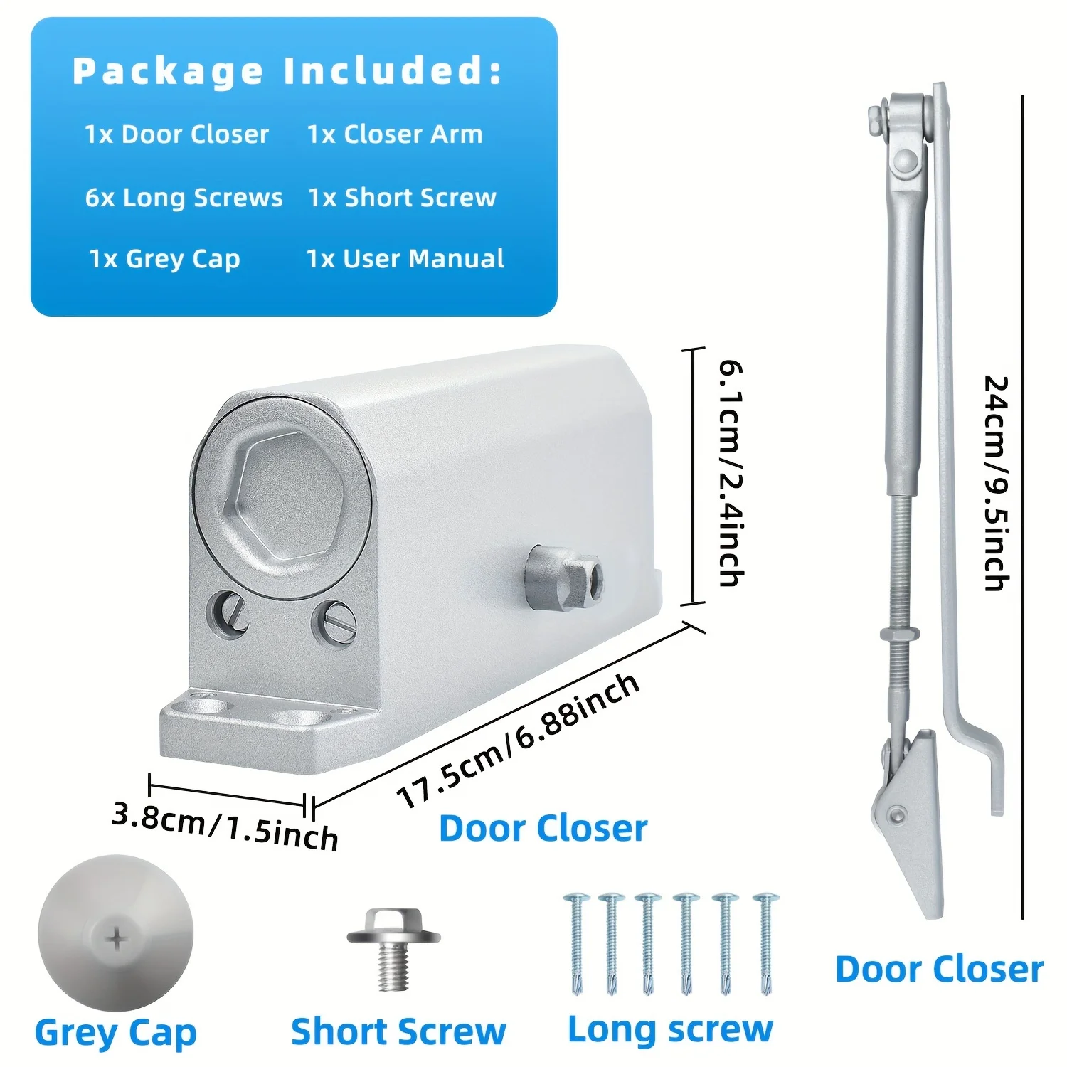 Adjustable Door Stopper Metal Spring er Door Closer Versatile Mute Closing Tool For Residential Commercial Use