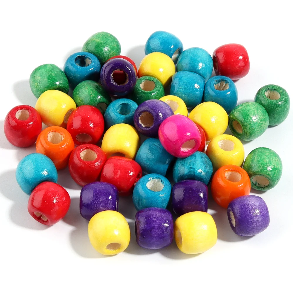 Natural Large-Hole Wooden Beads for DIY Jewelry and Hair Accessories