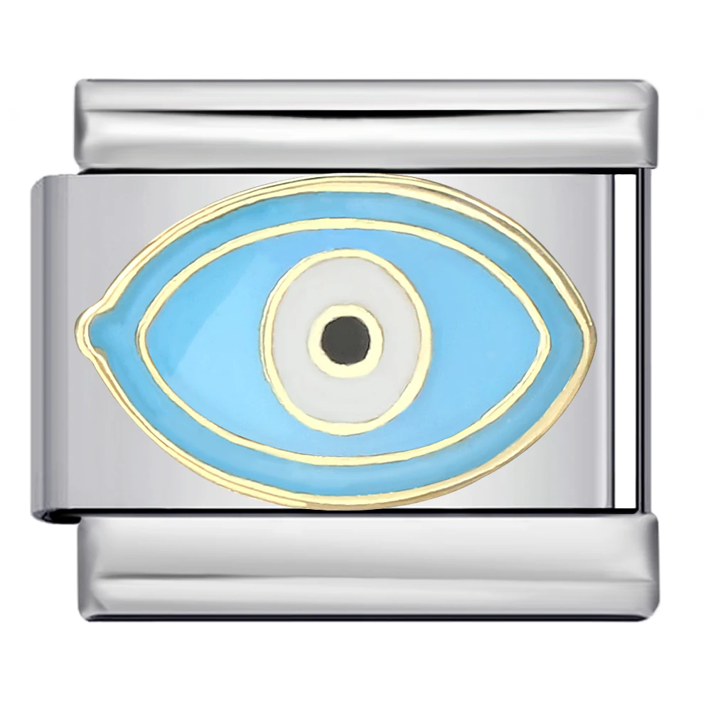 Mode Frauen Männer Abstrakte Uhr Auge Herz Regenbogen Italienischen Charme Fit 9mm Link Edelstahl Armband DIY Machen Für geschenk – Detail 5