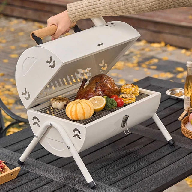 Barbecue à Charbon Portable Double Face en Métal, struction ée, pour  Camping, Pique-Nique - AliExpress