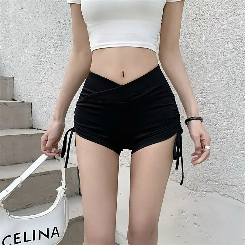 

V-Shaped Waist Head Shorts Women's Summer Modal Cotton Drawstring Design Sports Large Stretch Fitness Pants Sexy Tight Yoga Pant
