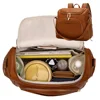 PU Leather Baby Nappy Diaper Bag Backpack+Changing Pad+Stroller Straps+Insulation bag+Cosmetic bag 3