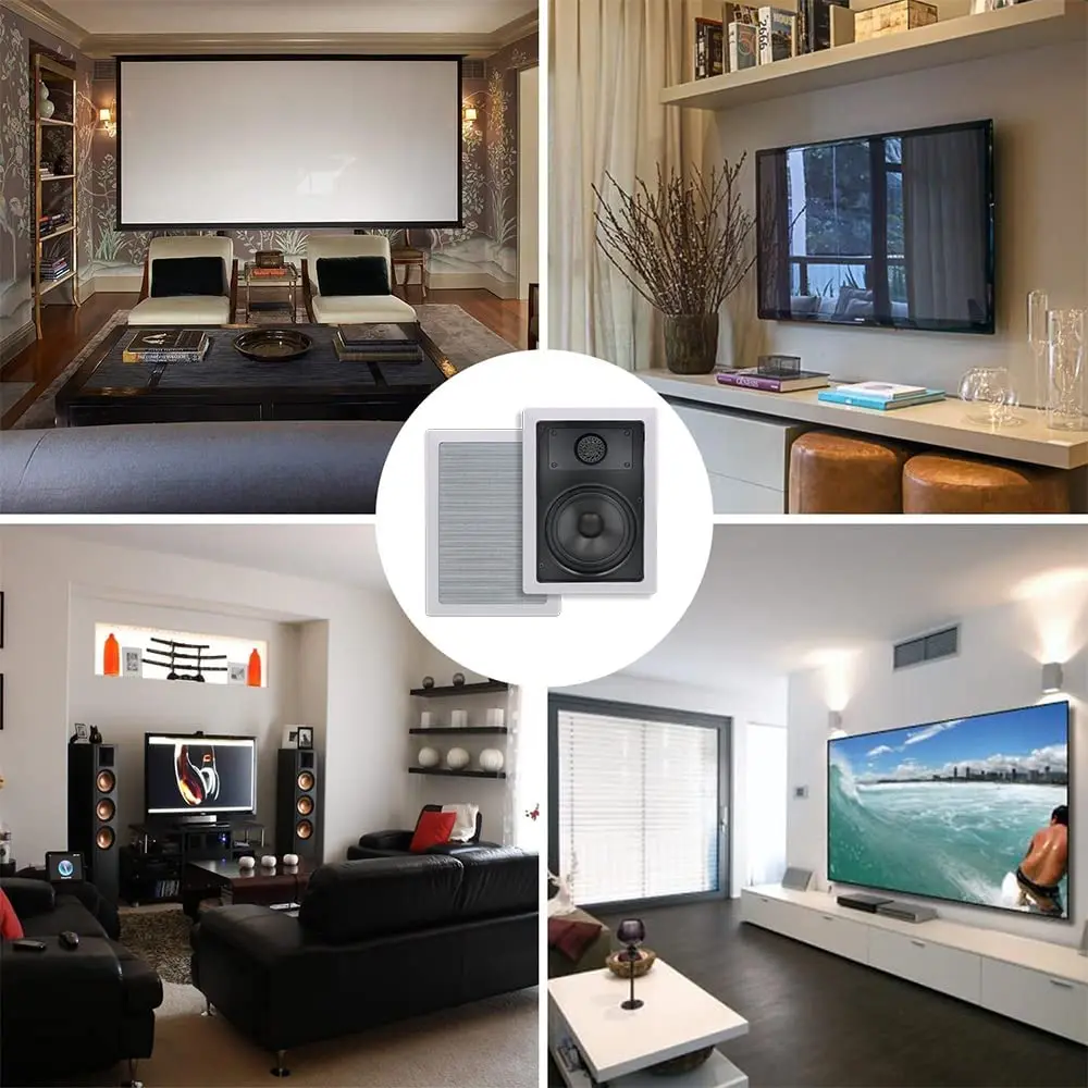 Herdio 5.25 Inch 200W Ceiling Speakers Flush Mount In Wall Speakers Perfect For Home Living Room Kitchen Office