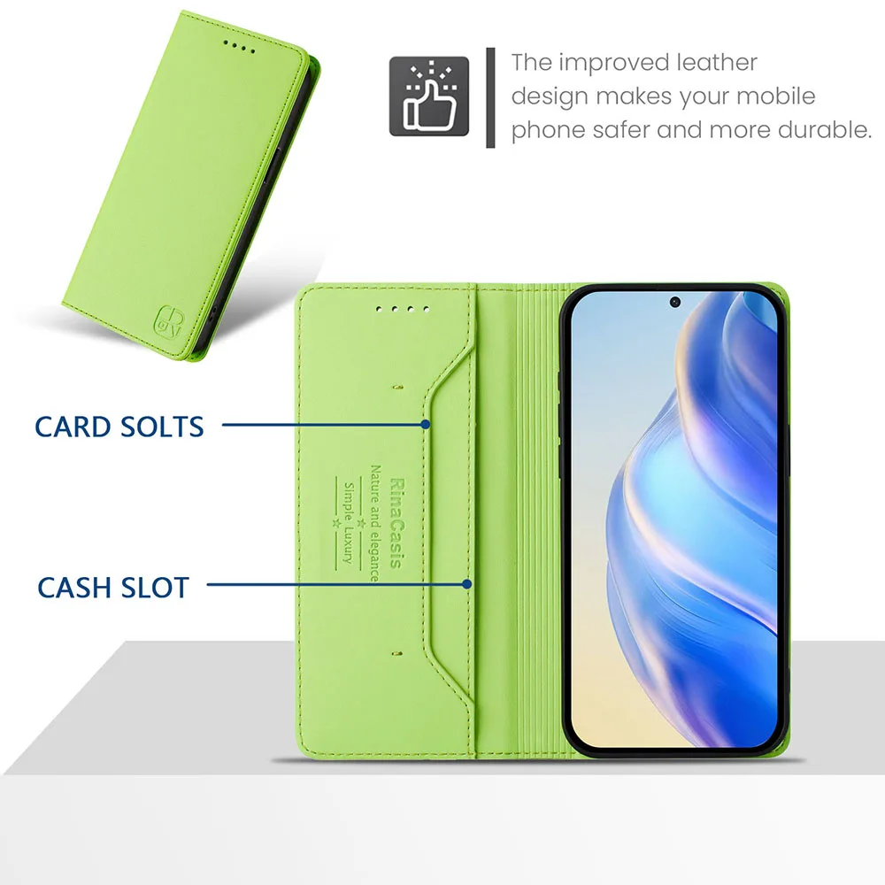 Premium Magnetic Leather Wallet Flip Case - Elegant Phone Back Cover