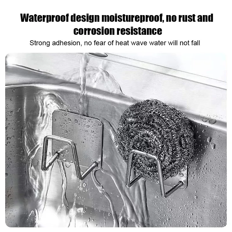 Kitchen Sponge Holder Sink Sponge Rack Stainless Steel Sponges Stand Drainer Sponges Sink Shelf Knife Towel Holder Wall Hook sink sponge rack sink sponge holder