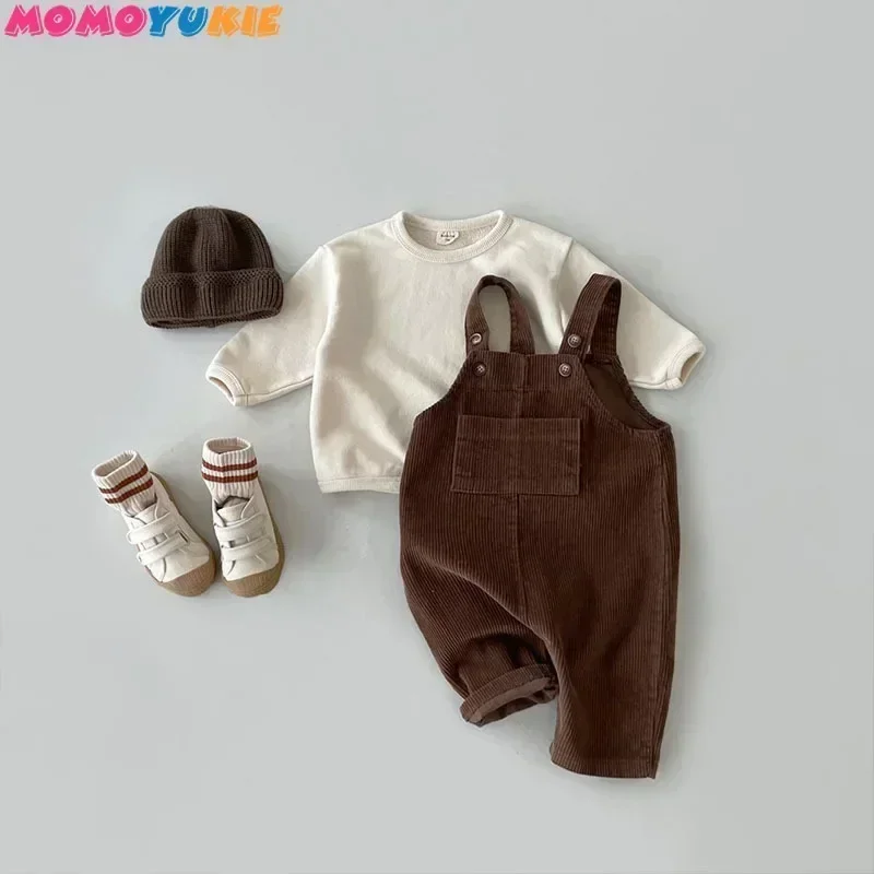 Newborn Clothes Boy's Corduroy Jumpsuit 2023 Autumn Winter Jumpsuits Baby kids clothes Girl's romper Casual Bib Pants Overalls 4