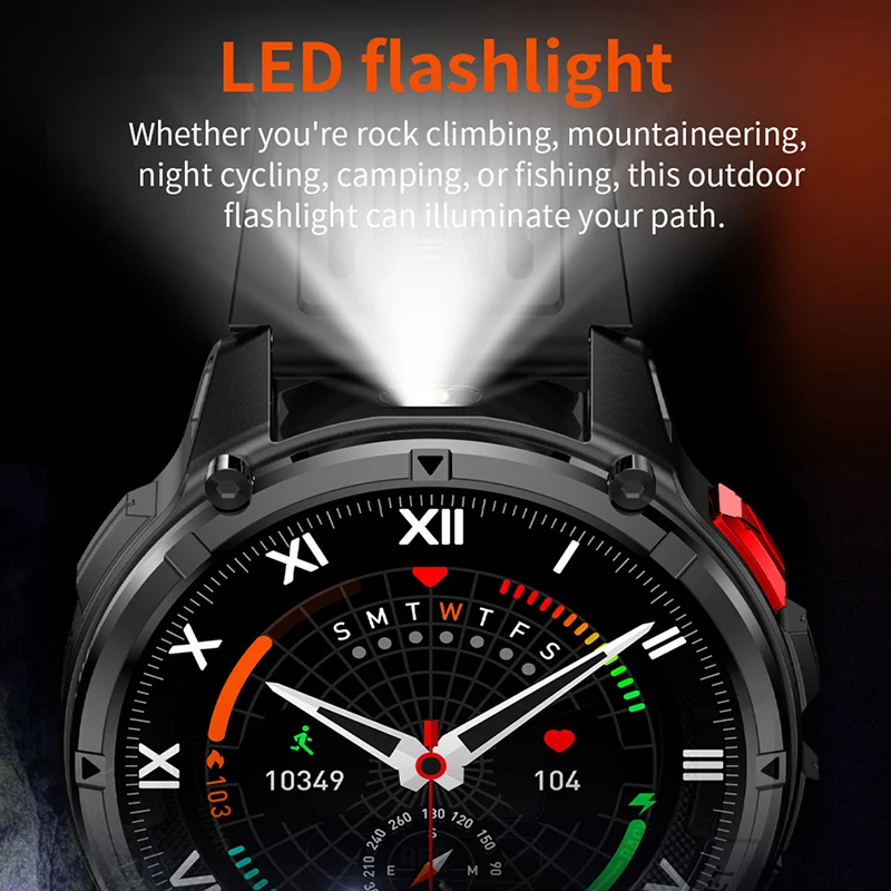 Military T-Rex 3 GPS Waterproof Smart Watch 1.46"HD AMOLED Built-in 6 Frequency Satellite Outdoors Sports Fitness Smart Bracelet