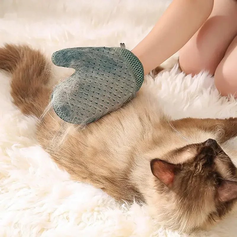 Enhanced Pet Grooming Glove: Efficient Hair Remover & Gentle Massage Tool with Double-Sided Brush