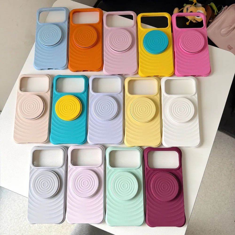 Pastel Matte Wavy Ring Holder Slim Phone Case Cover