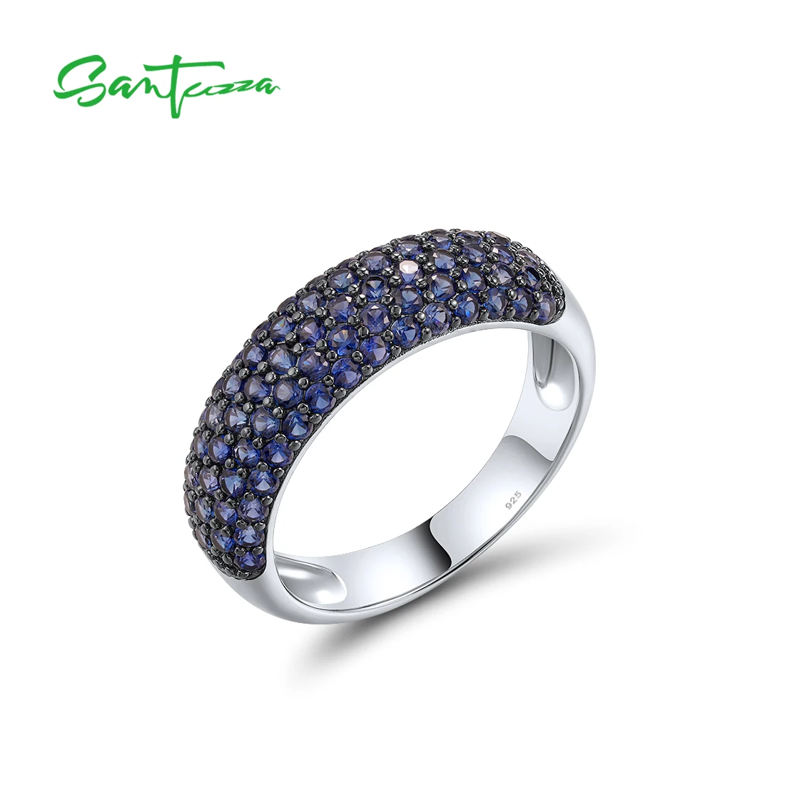 SANTUZZA Anelli in vero argento sterling 925 per le donne Scintillante creato Zaffiro blu Semplicità Delicato anniversario Gioielleria raffinata - immagine 3