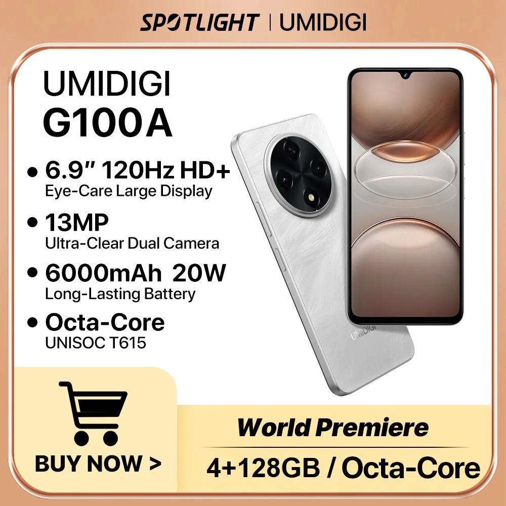 UMIDIGI G100A 6.9インチ 8GB RAM 128GB ROM UMIDIGI G100A Android 14 Smartphone 6.9