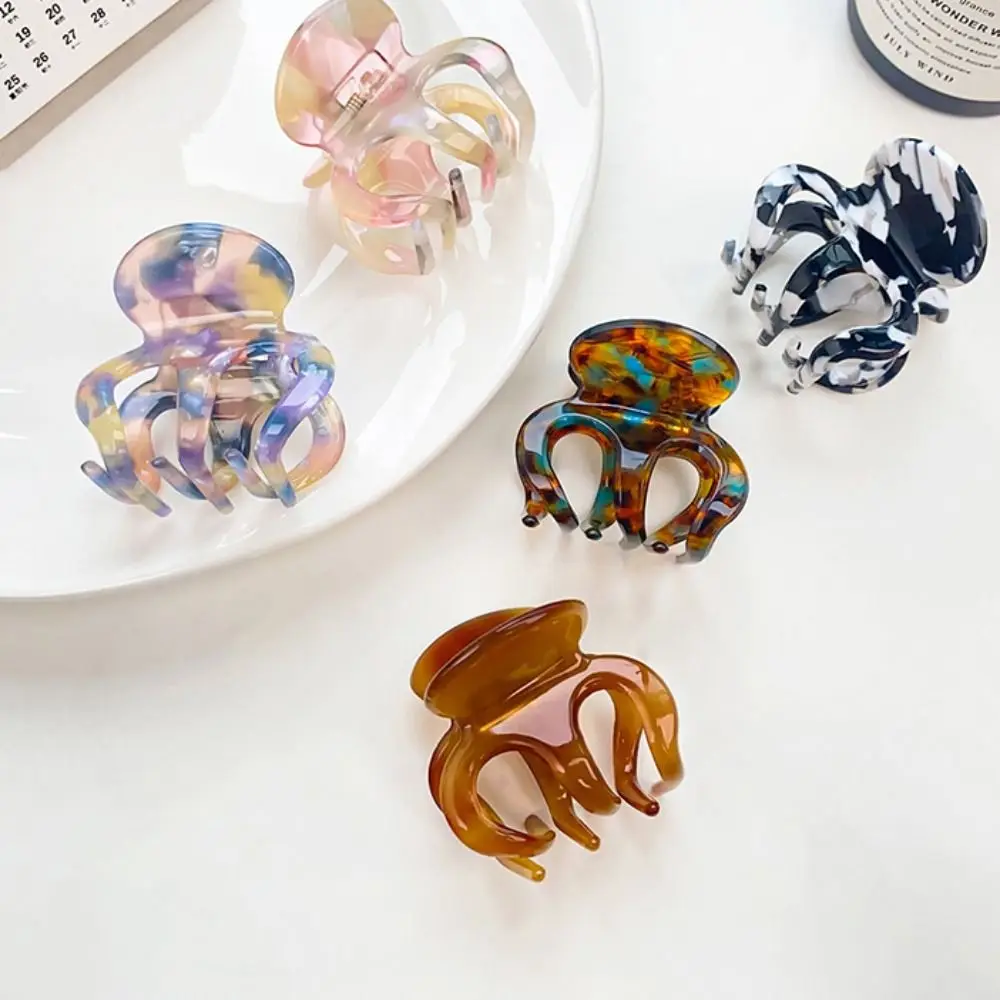 Acetate Pumpkin Grab Clip Small Korean Style High Ponytail Fixed Artifact Hairpin Hollow Out Shark Clip Retro Mini Hair Claw