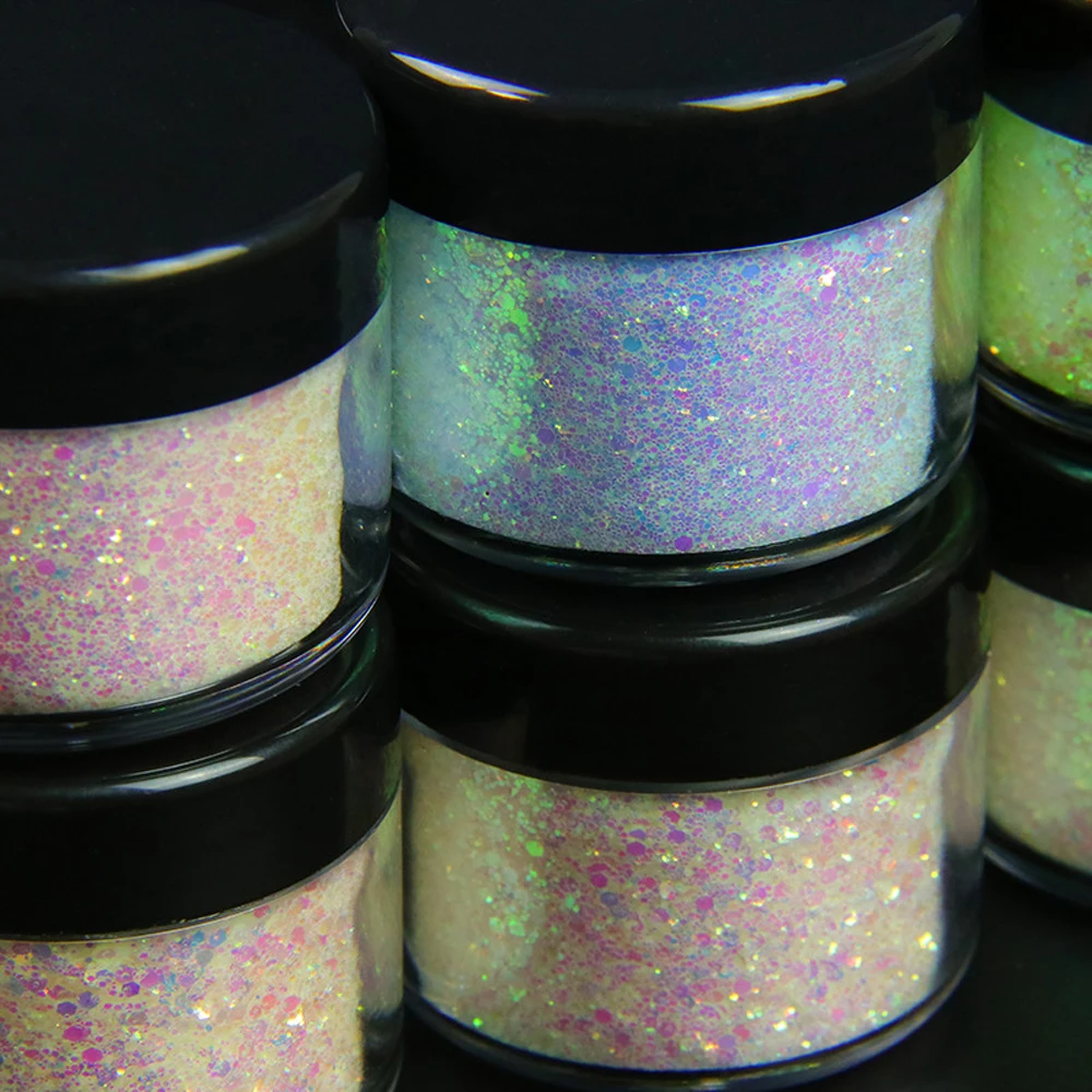 

10g/Jar Color Change Glitter Nail Sequin Photographic Flash Powder Laser Holographic Chrome Pigment Manicure Iridescent Powder ^