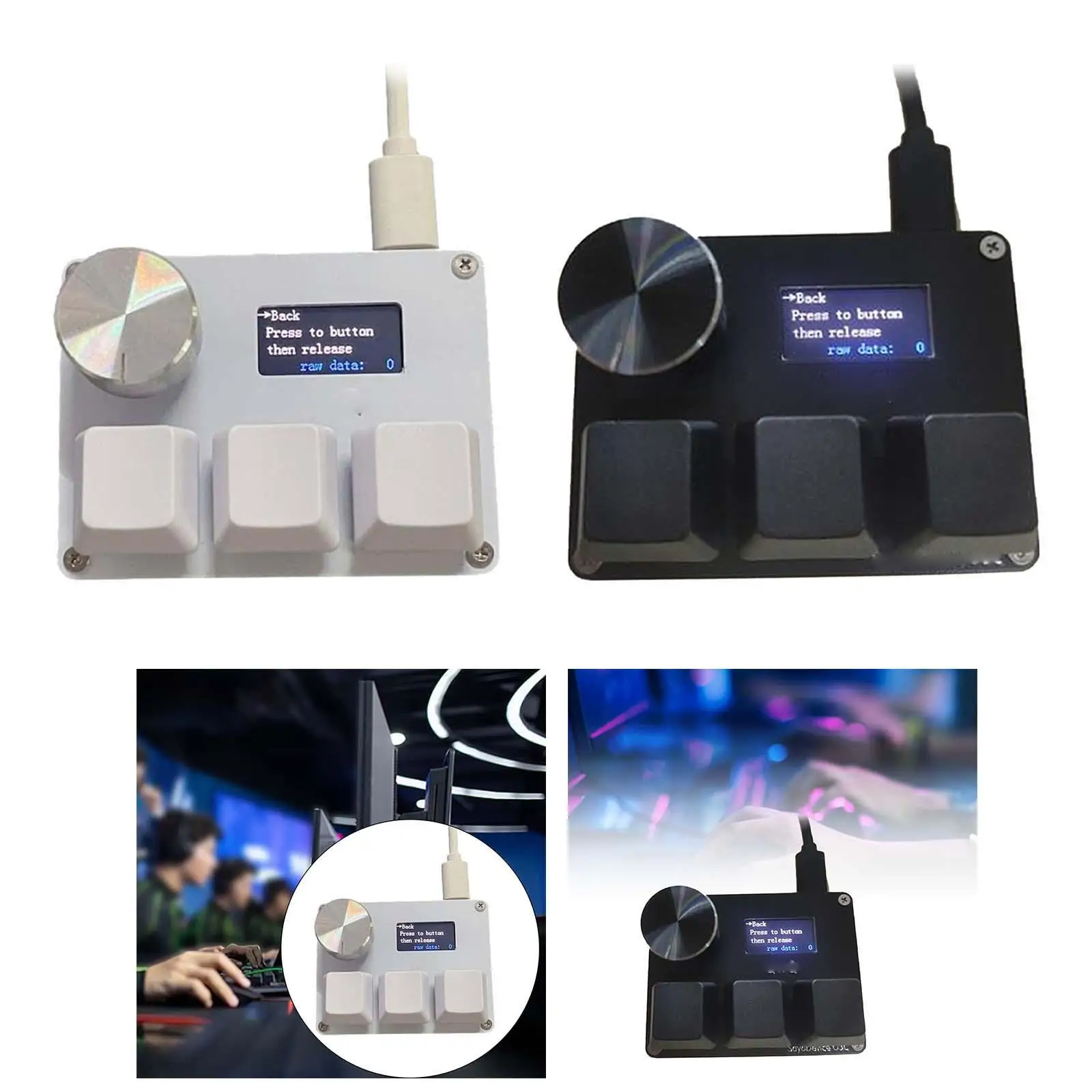 

3 Key Mini Keypad with IPS Color Screen Portable Customized Program with Knob Programmable Keyboard Gaming Mechanical Keyboard