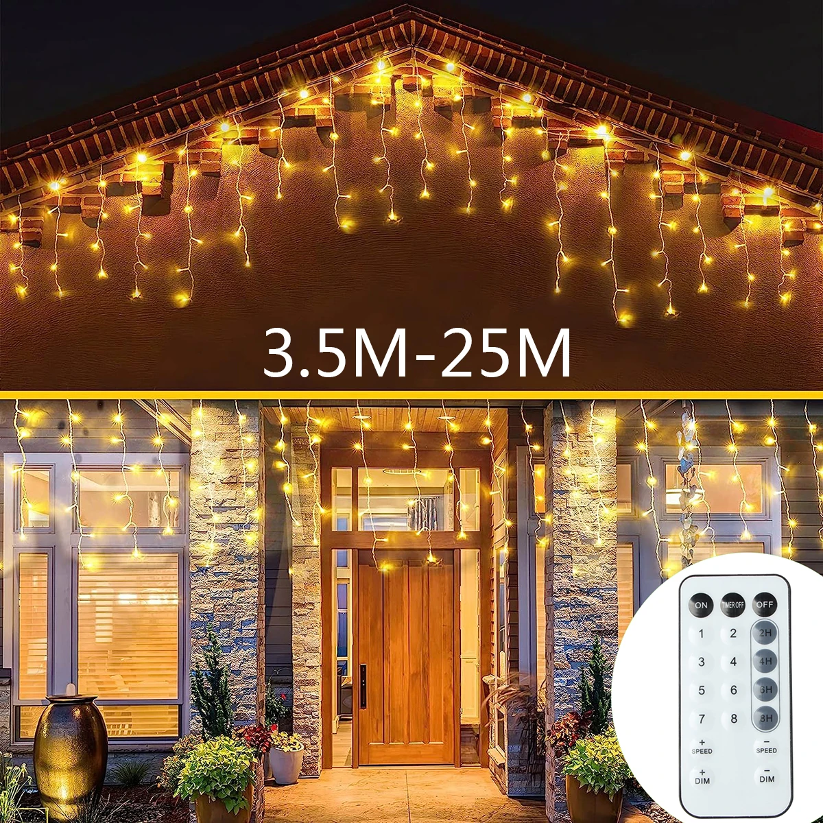 6M/10M 120/300/400/800 LED Icicle Christmas Fairy Lights (Warm/Cool/Blue/B&W - Foto 4