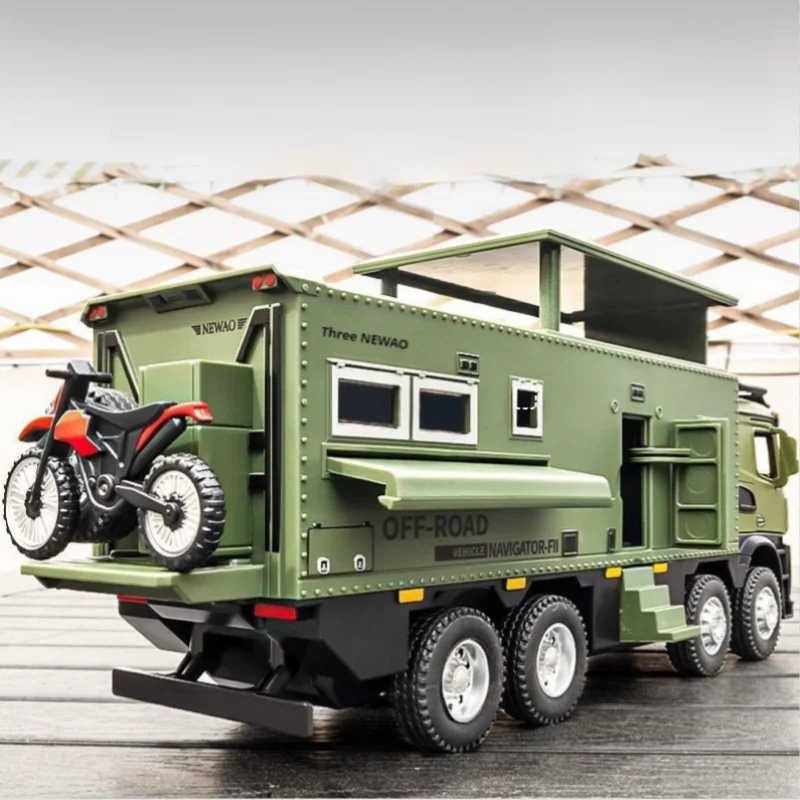 

25cm Large Alloy RV Model 1:24 Simulation Off-road Vehicle with Sound, Light Effects Kids Toys Decoration Decoration Gift Box