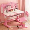 Students Desk Chair Set, Height Adjustable Desk, Widened Desktop, Bookstand And Storage Drawer, Easy Installation,Extended Pedal 1