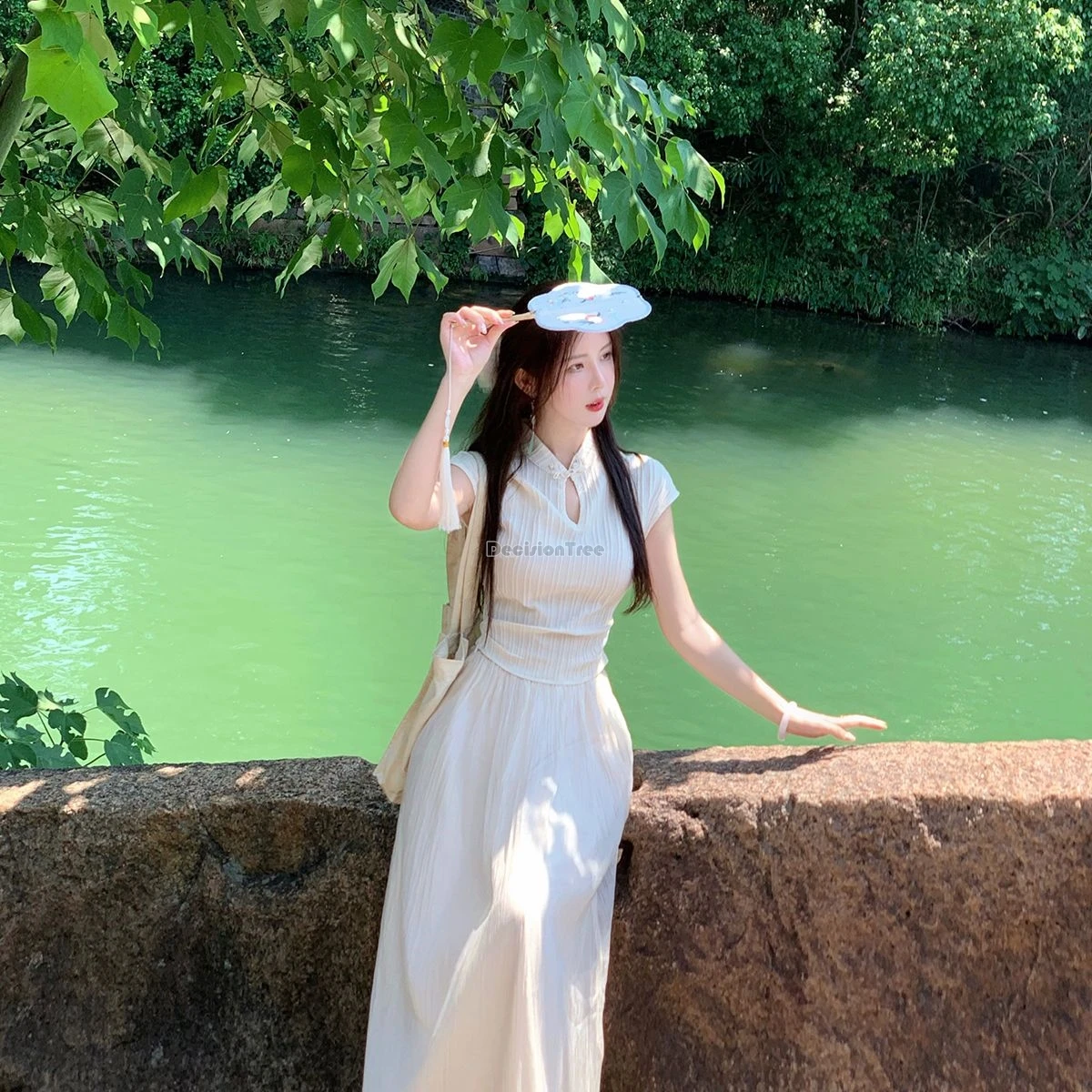 new chinese button collar short-sleeved hollow out design cheongsam shirt elegant slimming retro daily qipao blouse w866