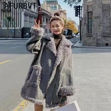 

Plaid Faux Leather Fur Parka Coat Women Jacket Women's New 2022 Autumn Winter Lamb Fur Female Overcoat Outerwear Coats