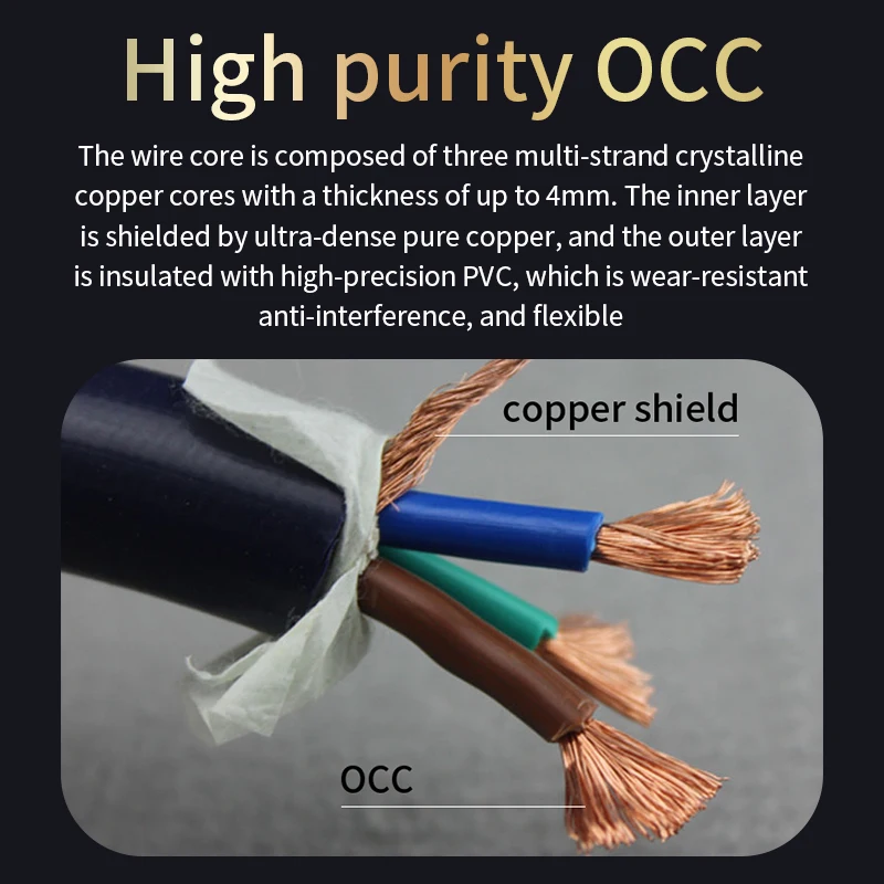 Pure Copper Cabo de Alimentação ac Plug Power hi fi ue Schuko 2.0m Padrão Eua Alta Qualidade - Image 4