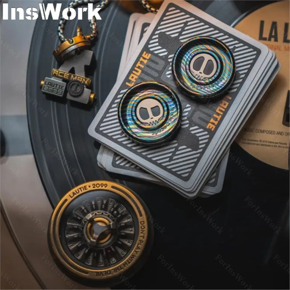 Lautie edc zircti-大人のための金属製のフィジェットのおもちゃ,茶色