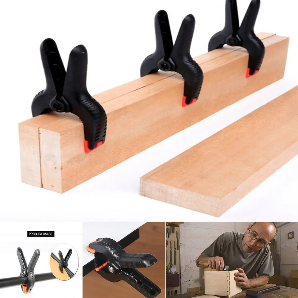Clip A Molla A-Clip Per La Lavorazione Del Legno Da 3/4/6 Pollici Morsetti A Levetta In Nylon Di Plastica Nera Pinze Per Sfondo Utensili Manuali Fai Da Te