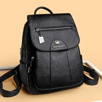 5 couleurs femmes sacs à Dos en cuir souple Vintage femme sacs à bandoulière Sac a Dos décontracté voyage dames Sac à Dos Mochilas sacs d'école 1