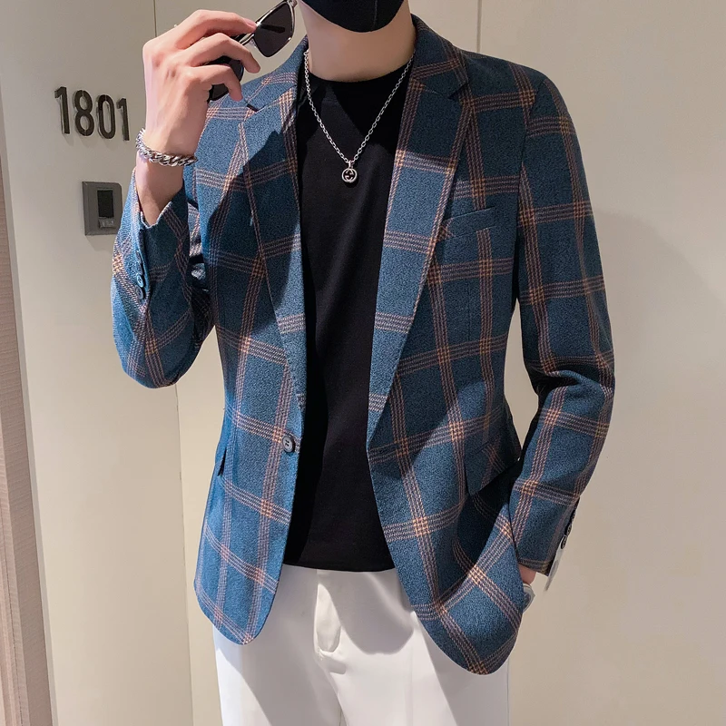 2024 High quality men leisure fashion handsome business trend boutique suit Korean version slim suit single west coat 4