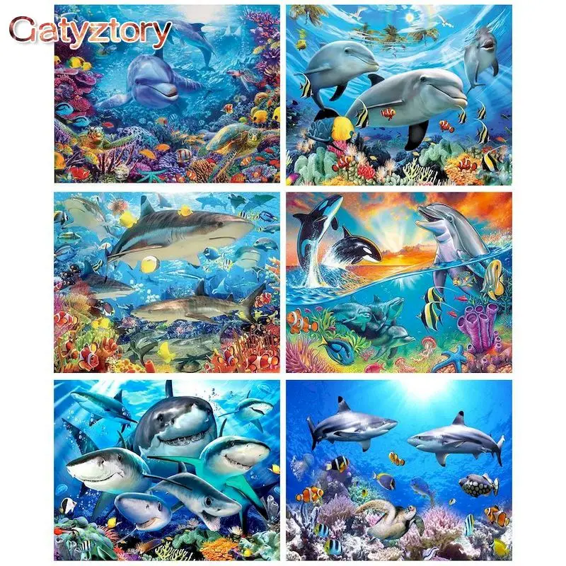 GATYZTORY Diy Painting By Numbers For Adults Dolphin Wall Art Picture  Canvas By Numbers Kits Coloring By Numbers For Home Decors - AliExpress
