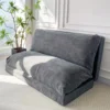 Bean Bag Bed Folding Sofa Bed Floor Mattress for Adults, Extra Thick and Long Floor Sofa with Corded Washable Cover, Dark Grey 1