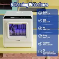 Compact Countertop Dishwasher 5L Tank 6 Cleaning Programs Double Spray Arm Design 3in1 Dishwasher Dryer Cabinet  Mini Dishwasher 2