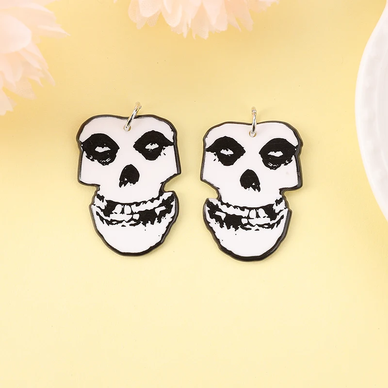 10 Pcs Halloween Coffin Charms Two Side Print Acrylic  Jewlery Findings For Necklace Diy Making