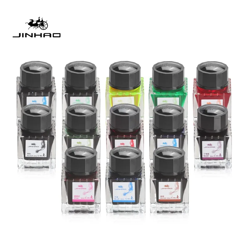Jinhao 30ml 만년필 잉크 고품질 컬러 잉크 유리 병 잉크 리필 카트리지 학교 쓰기 사무용품 편지지