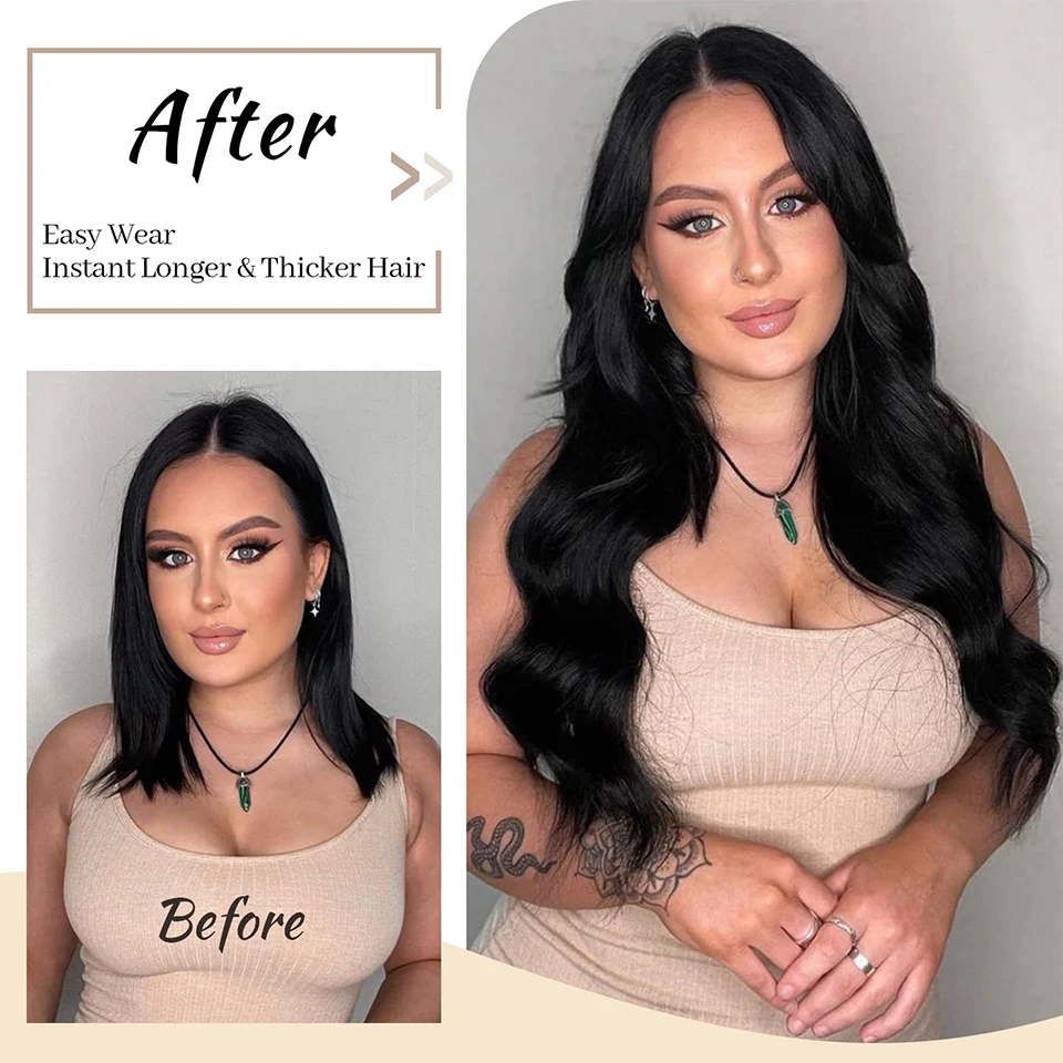 14-30Inch Clip in Human Hair Extensions One Piece With 5Clips Brazilian 100% Body Wave One Piece Natural Human Hair Extension hair extension