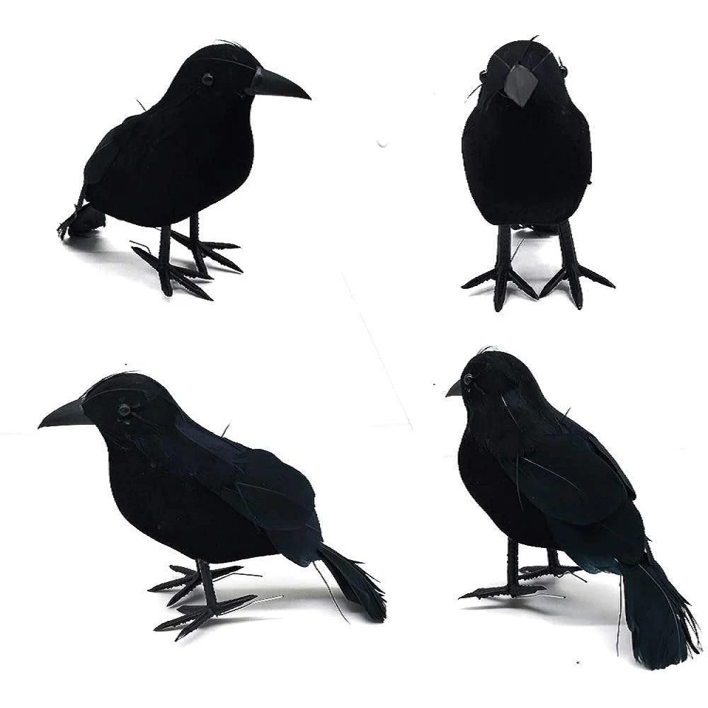 Decorazione Di Halloween Black Crow Model Lifesize Ravens Simulazione Bird Animal Toys For Home Party Prop Fancy Dress Garden Decor