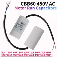 1pc CBB60 Motor Run Capacitors 450VAC Starting Capacitor 5% for Washing Machine 450V 3UF 4UF 5UF 6UF 8UF 10UF 12UF 15UF 18UF 20U
