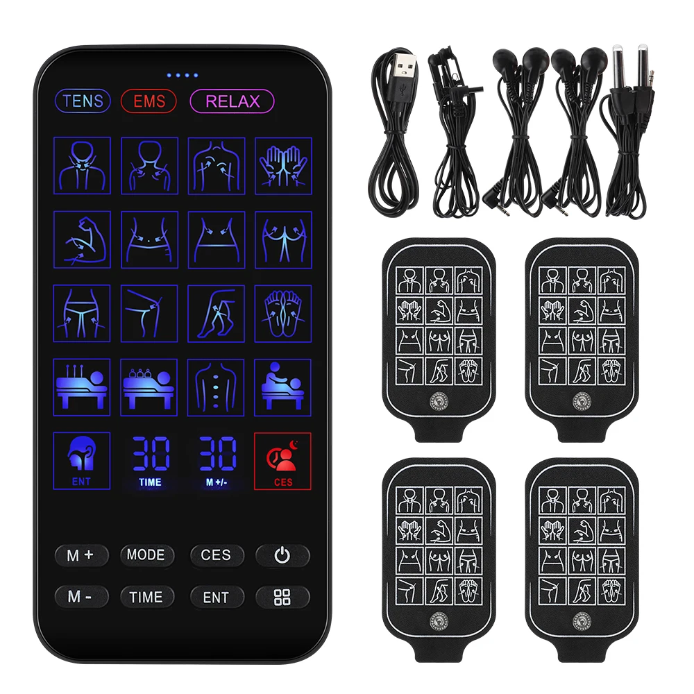 EMS Tens Relax Muscle Stimulator Acupuncture Body Massage Digital Therapy Infrared Nasal Rhinitis Electrostimulator 48 Modes