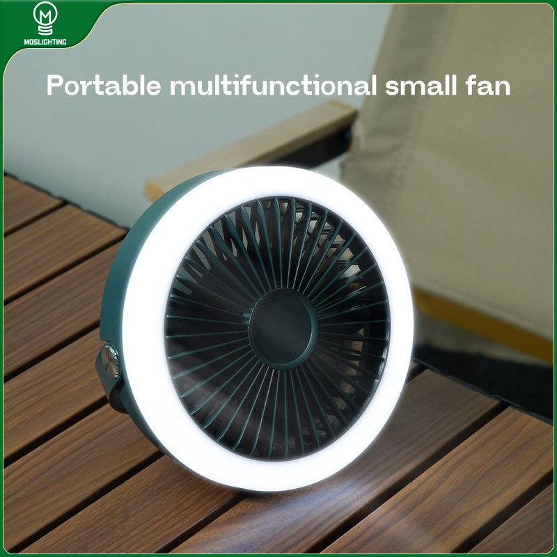 MOSLIGHTING Rechargeable Lighting Camping Light Fan Lamp Strong Wind Fan Portable Outdoor Portable Lamp Night Emergency Tent Fan