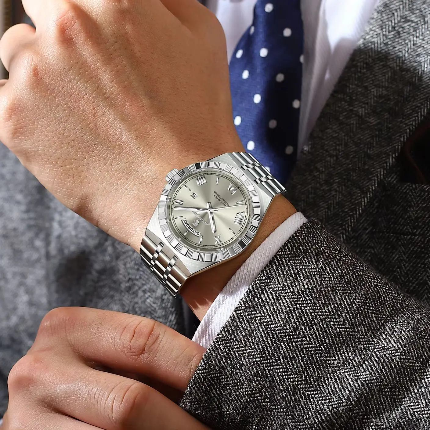 Fashion Brand Man Clock Luminous Waterproof Week Date Men's Watch Stainless Steel Quartz Business Watches For Men Reloj_voghion.com