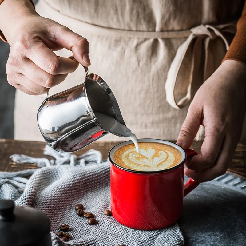 Milk Frother Jug Milk Frothing Jug Non Stick Stainless Steel Milk Frothing Pitcher Espresso Coffee Barista Craft Latte Cappuccino Cream Frothing Jug Pitcher