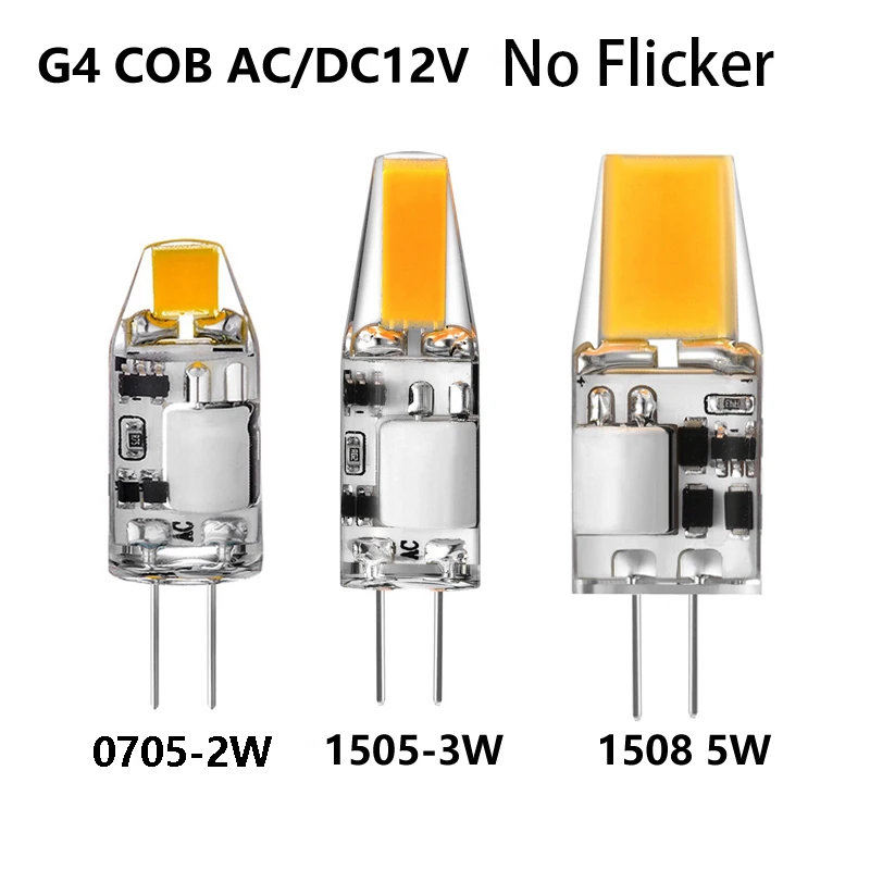 10X G4 Led Cob 실리콘 램프 2W 5W DC 12V Cob 덮개 3000K 4000K 6000K 샹들리에 스포트라이트, 샹들리에 빔 각도