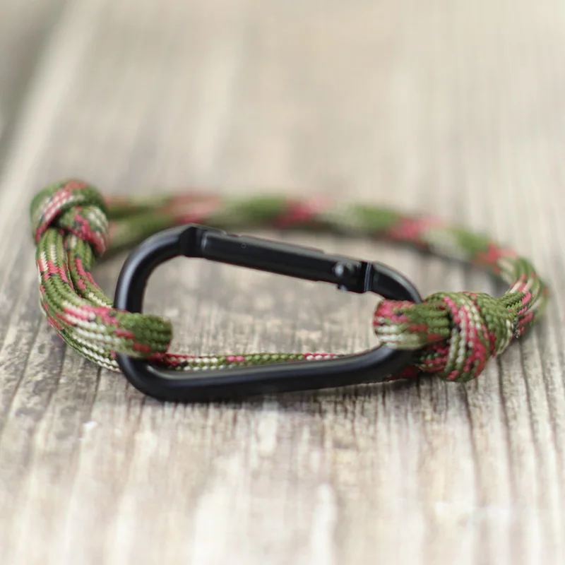 Handmade Paracord Bracelet for Men with Black Carabiner