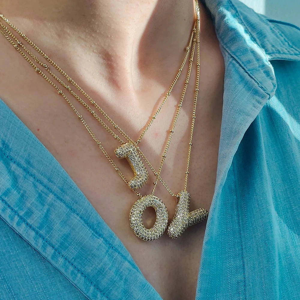 Collana Iniziale Donna Placcata Oro 18kt Con Zirconia Cubica - Girocollo Vintage Regalo Per Lei