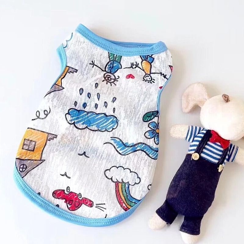 

Breathable Mesh Face Pet Vest Teddy Summer Clothes Than Bear Cloud Clothes Yorkshire Pullover Cartoon Dog Clothes