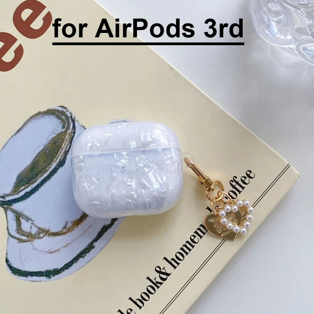 Luxury Girls Pearl Shell Case for Apple Airpods 1 2 3 Case for AirPods Pro Case with Keychain Earphone Accessories Headphone Box white for AirPods 3