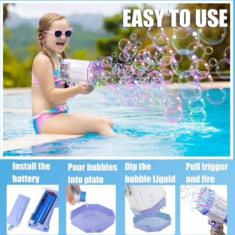 69 Holes Soap Blaster Bubble Gun Kids Adults Party Wedding Summer Fun Gifts Indoor and Outdoor Toys Ages 3 4 5 6 7 8 Boy Girl 2
